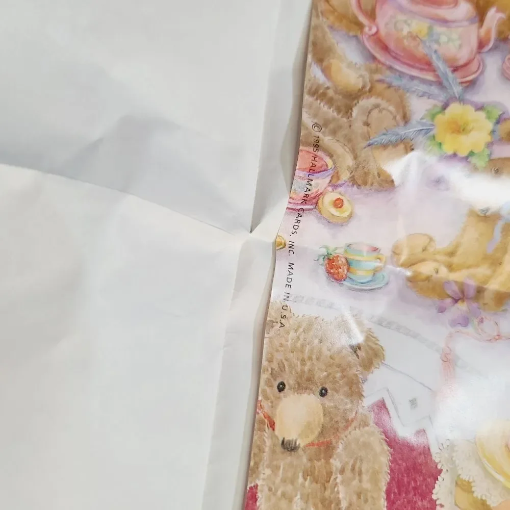 Vintage 90s 1995 Hallmark Cute Kawaii Teddy Bear Wrapping Paper set of 2